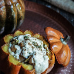 Stuffed pumpkin with bacon, leeks, and scallops | www.viktoriastable.com