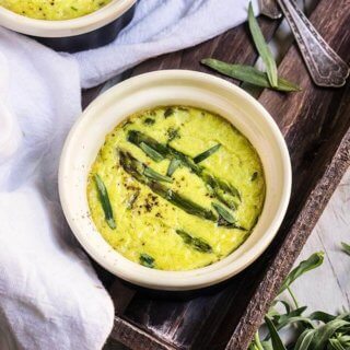 Asparagus flan with crab meat, bacon and tarragon - this luscious savory custard, infused with the delicate flavors of asparagus, crab meat, and fresh tarragon is so light and airy, and tastes absolutely sublime! | www.viktoriastable.com