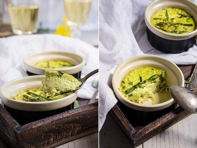 Asparagus flan with crab meat, bacon and tarragon - this luscious savory custard, infused with the delicate flavors of asparagus, crab meat, and fresh tarragon is so light and airy, and tastes absolutely sublime! | www.viktoriastable.com