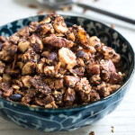 Dark Chocolate Granola - nutty, crunchy, and full of addictive hazelnut-chocolate flavors, gluten free and vegan too. | www.viktoriastable.com