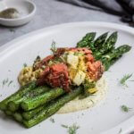 Asparagus with smoked salmon and gribiche - seared fresh asparagus, topped with creamy, cold sauce Gribiche, and smoked salmon make a great lunch, brunch or dinner, ready in 20 minutes. | www.viktoriastable.com