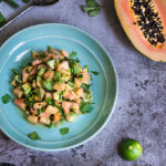 Papaya avocado salsa - juicy papaya and creamy avocado are the basis for this mildly sweet, and citrusy salsa that packs a ton of fresh, zesty flavors and tropical aromas. | www.viktoriastable.com