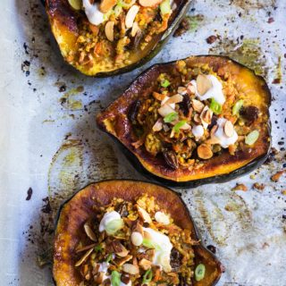 Stuffed acorn squash with bulgur pilaf | www.viktoriastable.com